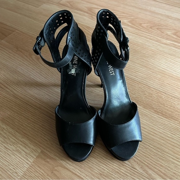 Nine West Black Leather Strap Stiletto Heels Women’s 7 - Picture 2 of 9